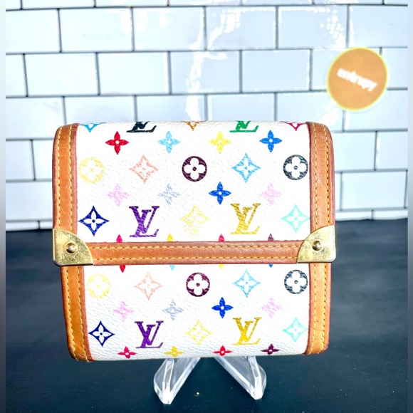 Louis Vuitton x Takashi Murakami Porte Monnaie Trifold Wallet -Multicolore White - Picture 4 of 9